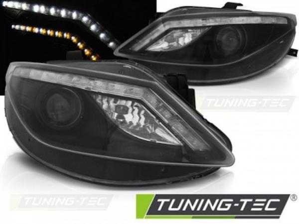 Scheinwerfer LED Tagfahrlicht Optik passend für Seat Ibiza 6J 08-12 Schwarz LED Blinker