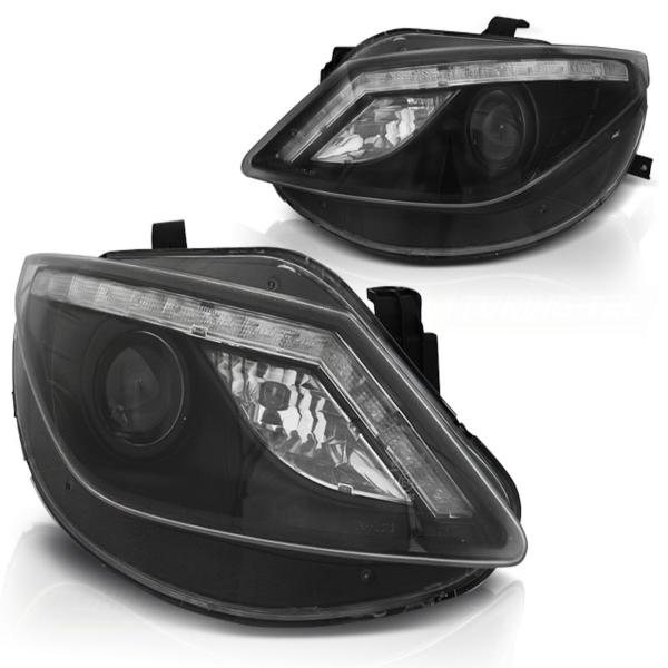 Scheinwerfer LED Tagfahrlicht Optik passend für Seat Ibiza 6J 08-12 Schwarz LED Blinker