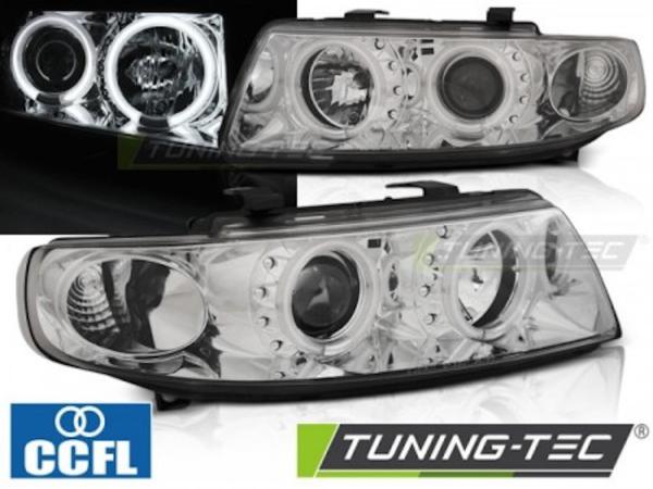 Scheinwerfer CCFL Angel Eyes passend für Seat Leon 1M / Toledo 1M Bj. 99-06 Chrom