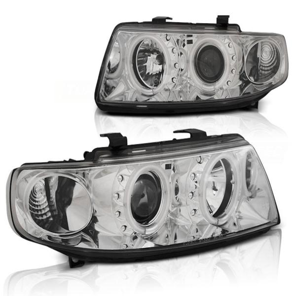 Scheinwerfer CCFL Angel Eyes passend für Seat Leon 1M / Toledo 1M Bj. 99-06 Chrom