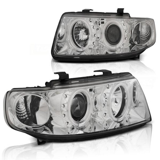 Scheinwerfer CCFL Angel Eyes passend für Seat Leon 1M / Toledo 1M Bj. 99-06 Chrom