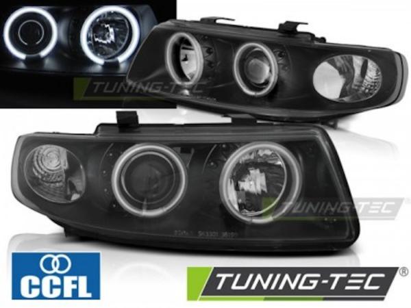 Scheinwerfer CCFL Angel Eyes passend für Seat Leon 1M / Toledo 1M Bj. 99-06 Schwarz
