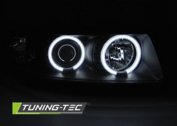 Scheinwerfer CCFL Angel Eyes passend für Seat Leon 1M / Toledo 1M Bj. 99-06 Schwarz