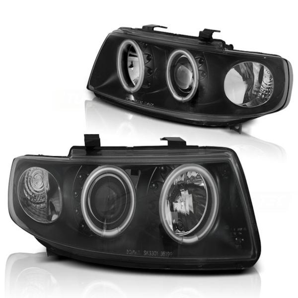Scheinwerfer CCFL Angel Eyes passend für Seat Leon 1M / Toledo 1M Bj. 99-06 Schwarz