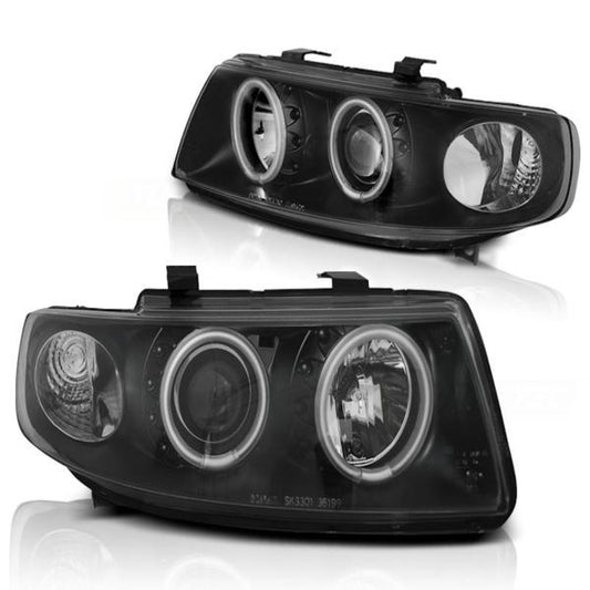 Scheinwerfer CCFL Angel Eyes passend für Seat Leon 1M / Toledo 1M Bj. 99-06 Schwarz
