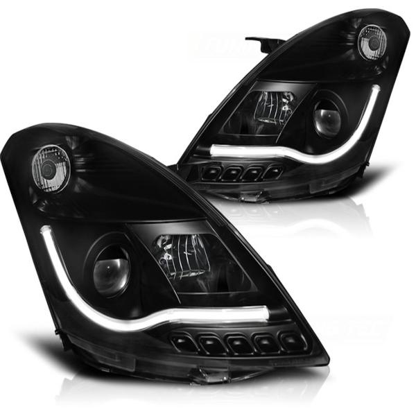 Scheinwerfer LED Tagfahrlicht Optik passend für Suzuki Swift 5 Bj. 10-16 Schwarz LTI