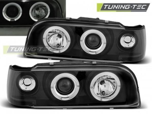 LED Angel Eyes Scheinwerfer passend für Volvo 850 92-96 schwarz