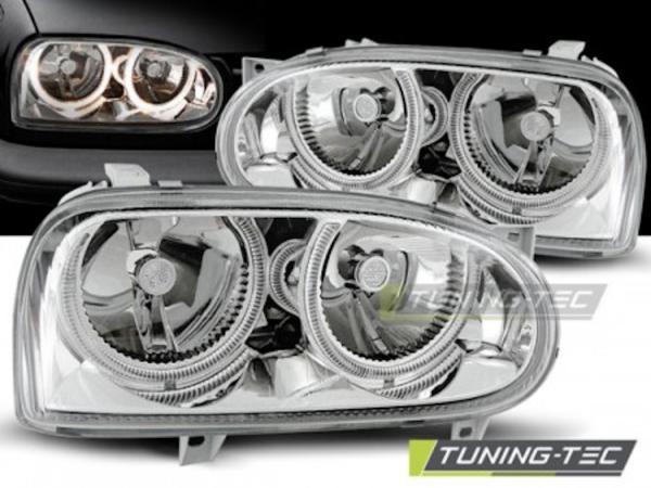 Design Angel Eyes Scheinwerfer passend für VW Golf 3 91-97 chrom