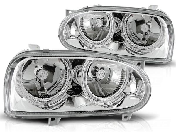 Design Angel Eyes Scheinwerfer passend für VW Golf 3 91-97 chrom