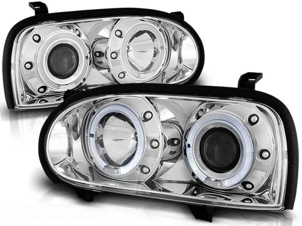 Scheinwerfer Angel Eyes passend für VW Golf 3 91-97 Chrom
