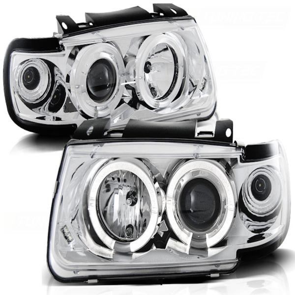 Scheinwerfer Angel Eyes passend für VW Polo 6N Bj. 94-99 Chrom
