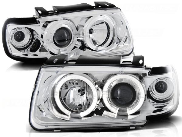 Scheinwerfer Angel Eyes passend für VW Polo 6N Bj. 94-99 Chrom