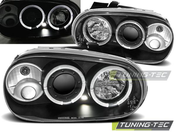 LED Angel Eyes Scheinwerfer passend für VW Golf 4 97-03 schwarz