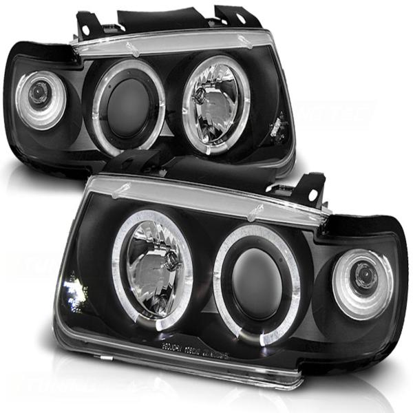 Scheinwerfer Angel Eyes passend für VW Polo 6N Bj. 94-99 Schwarz