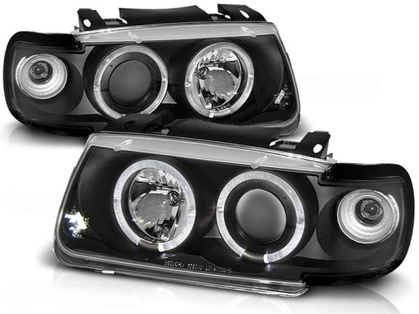 Scheinwerfer Angel Eyes passend für VW Polo 6N Bj. 94-99 Schwarz