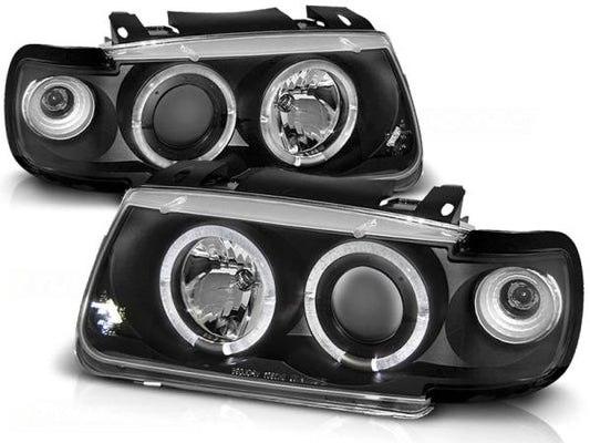 Scheinwerfer Angel Eyes passend für VW Polo 6N Bj. 94-99 Schwarz
