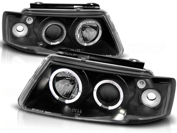 Scheinwerfer Angel Eyes passend für VW Passat 3B Bj. 96-00 Schwarz
