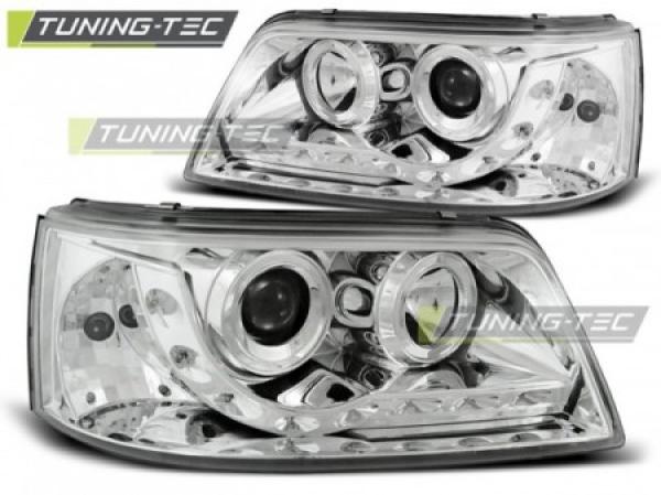 LED Tagfahrlicht Design Scheinwerfer passend für VW T5 03-09 chrom