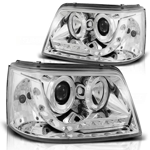 LED Tagfahrlicht Design Scheinwerfer passend für VW T5 03-09 chrom
