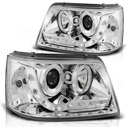 LED Tagfahrlicht Design Scheinwerfer passend für VW T5 03-09 chrom