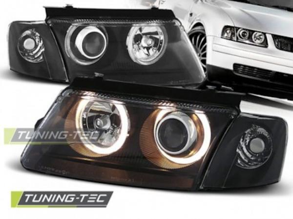 DESIGN Scheinwerfer Angel Eyes passend für VW Passat 3B Bj. 96-00 Schwarz