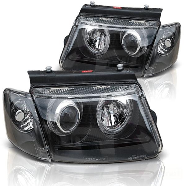 DESIGN Scheinwerfer Angel Eyes passend für VW Passat 3B Bj. 96-00 Schwarz