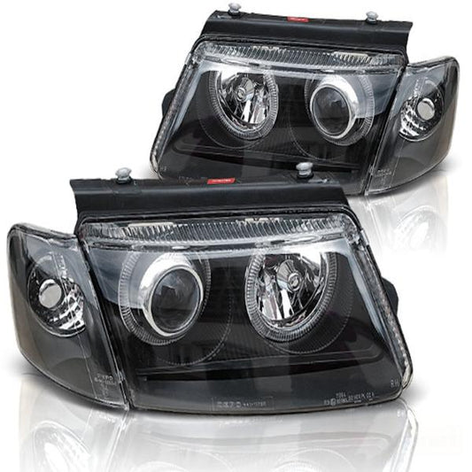 DESIGN Scheinwerfer Angel Eyes passend für VW Passat 3B Bj. 96-00 Schwarz