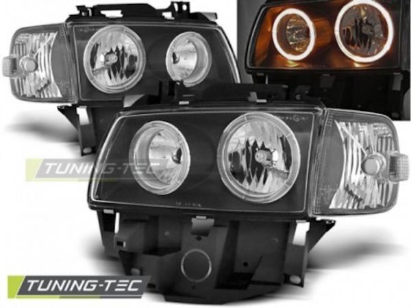Scheinwerfer Angel Eyes passend für VW T4 Multivan Caravelle Bj. 96-03 Schwarz