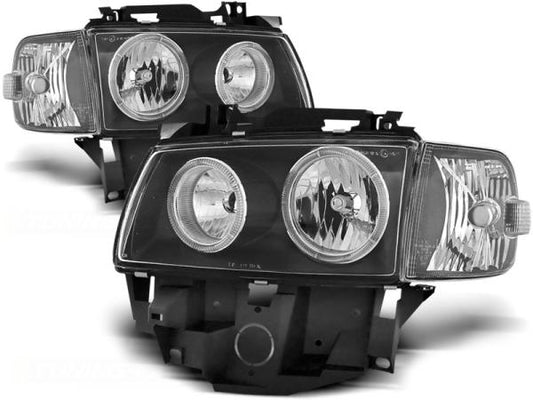 Scheinwerfer Angel Eyes passend für VW T4 Multivan Caravelle Bj. 96-03 Schwarz