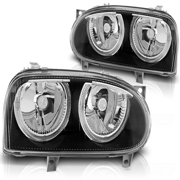 Scheinwerfer Angel Eyes passend für VW Golf 3 91-97 Schwarz