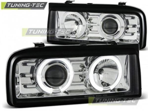 LED Angel Eyes Scheinwerfer passend für VW Corrado 88-95 chrom