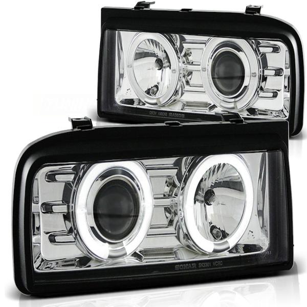LED Angel Eyes Scheinwerfer passend für VW Corrado 88-95 chrom