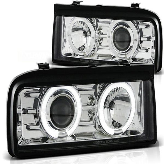 LED Angel Eyes Scheinwerfer passend für VW Corrado 88-95 chrom