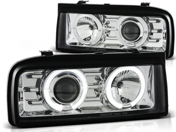 LED Angel Eyes Scheinwerfer passend für VW Corrado 88-95 chrom