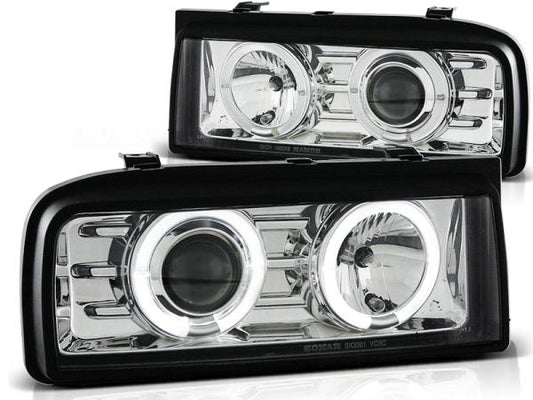LED Angel Eyes Scheinwerfer passend für VW Corrado 88-95 chrom
