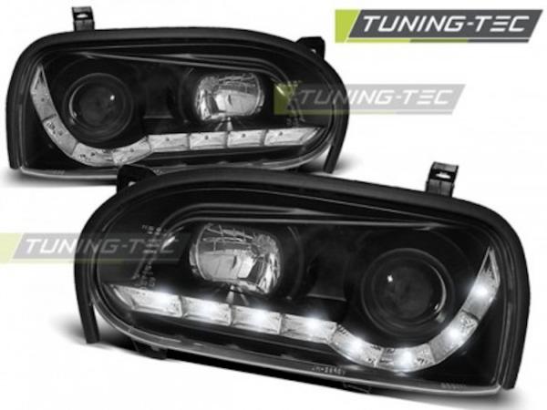 LED Tagfahrlicht Design Scheinwerfer passend für VW Golf 3 91-97 schwarz