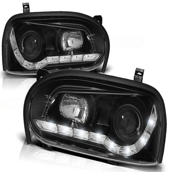 LED Tagfahrlicht Design Scheinwerfer passend für VW Golf 3 91-97 schwarz