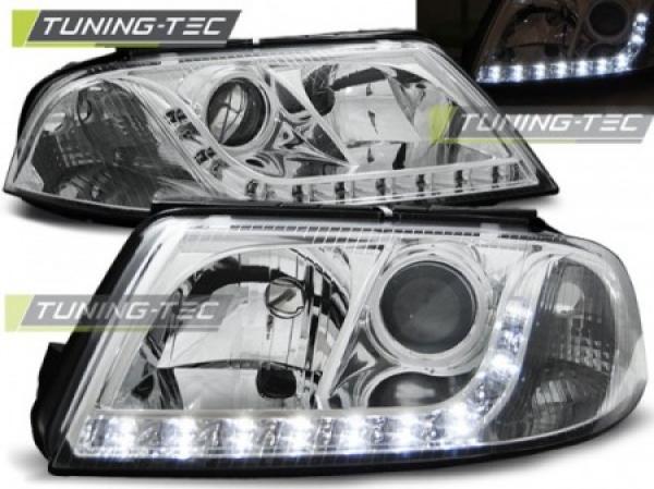Scheinwerfer LED Tagfahrlicht Optik passend für VW Passat 3BG Bj. 00-05 Chrom