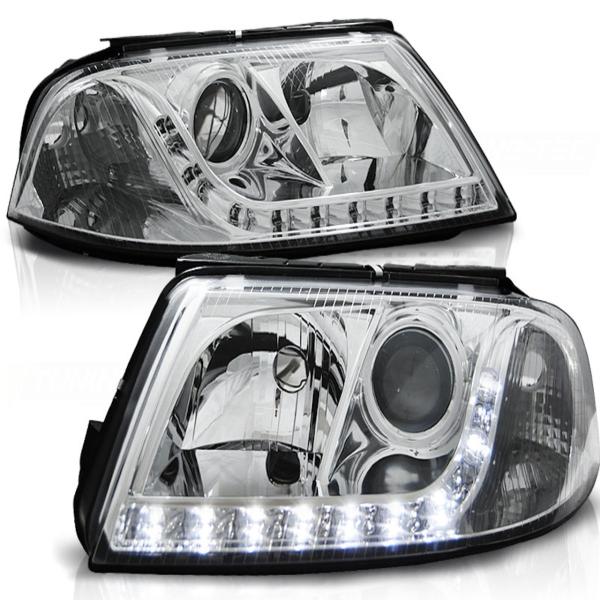 Scheinwerfer LED Tagfahrlicht Optik passend für VW Passat 3BG Bj. 00-05 Chrom