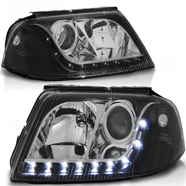Scheinwerfer LED Tagfahrlicht Optik passend für VW Passat 3BG Bj. 00-05 Schwarz
