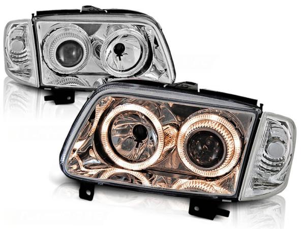 Scheinwerfer Angel Eyes passend für VW Polo 6N2 Bj. 99-01 Chrom