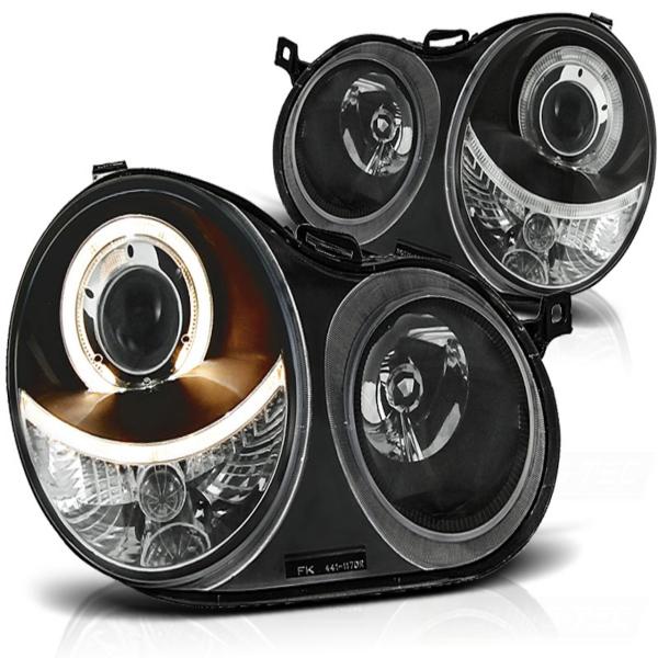 Scheinwerfer Angel Eyes passend für VW Polo 9N Bj. 01-05 Schwarz