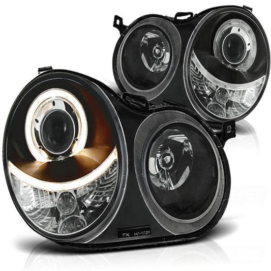 Scheinwerfer Angel Eyes passend für VW Polo 9N Bj. 01-05 Schwarz