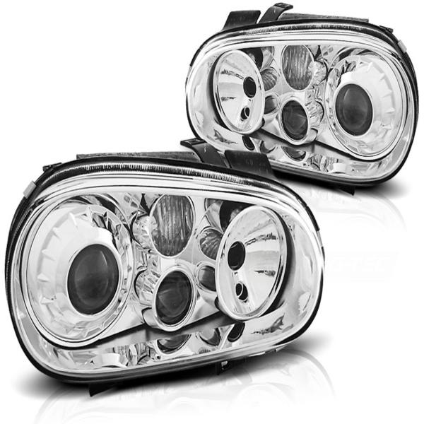 Design Klarglas Scheinwerfer passend für VW Golf 4 97-03 chrom
