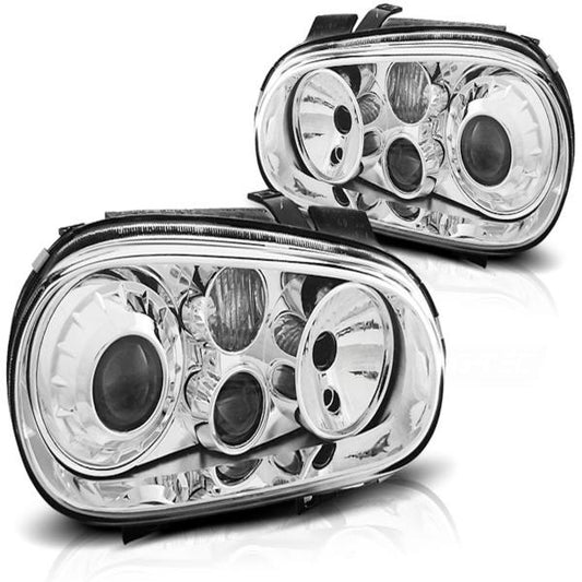 Design Klarglas Scheinwerfer passend für VW Golf 4 97-03 chrom