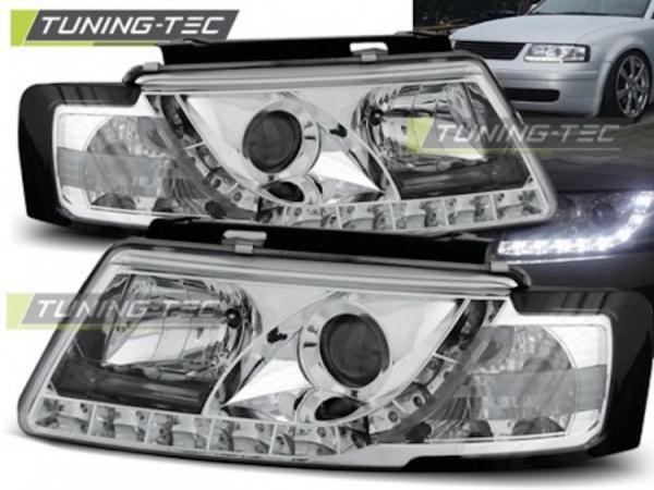 Scheinwerfer LED Tagfahrlicht Optik passend für VW Passat 3B Bj. 96-00 Chrom