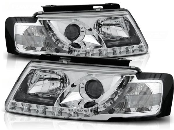 Scheinwerfer LED Tagfahrlicht Optik passend für VW Passat 3B Bj. 96-00 Chrom
