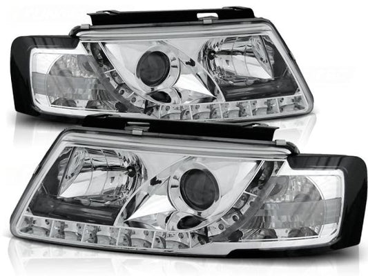 Scheinwerfer LED Tagfahrlicht Optik passend für VW Passat 3B Bj. 96-00 Chrom