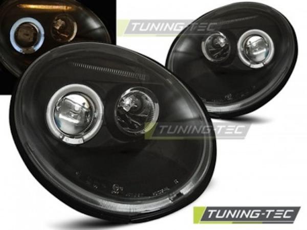 LED Angel Eyes Scheinwerfer passend für VW New Beetle 98-05 schwarz