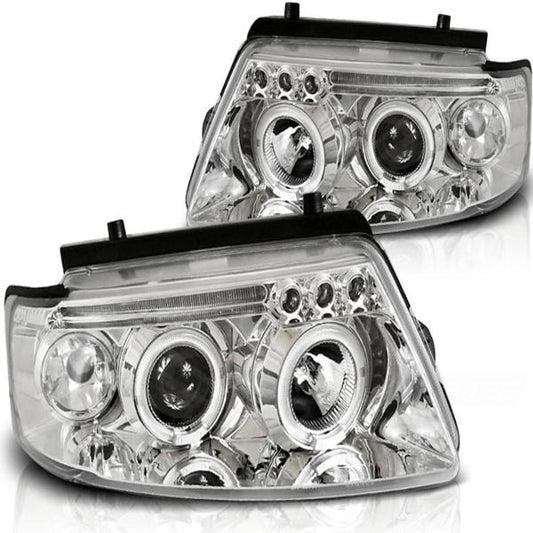 Scheinwerfer Angel Eyes passend für VW Passat 3B Bj. 96-00 Chrom